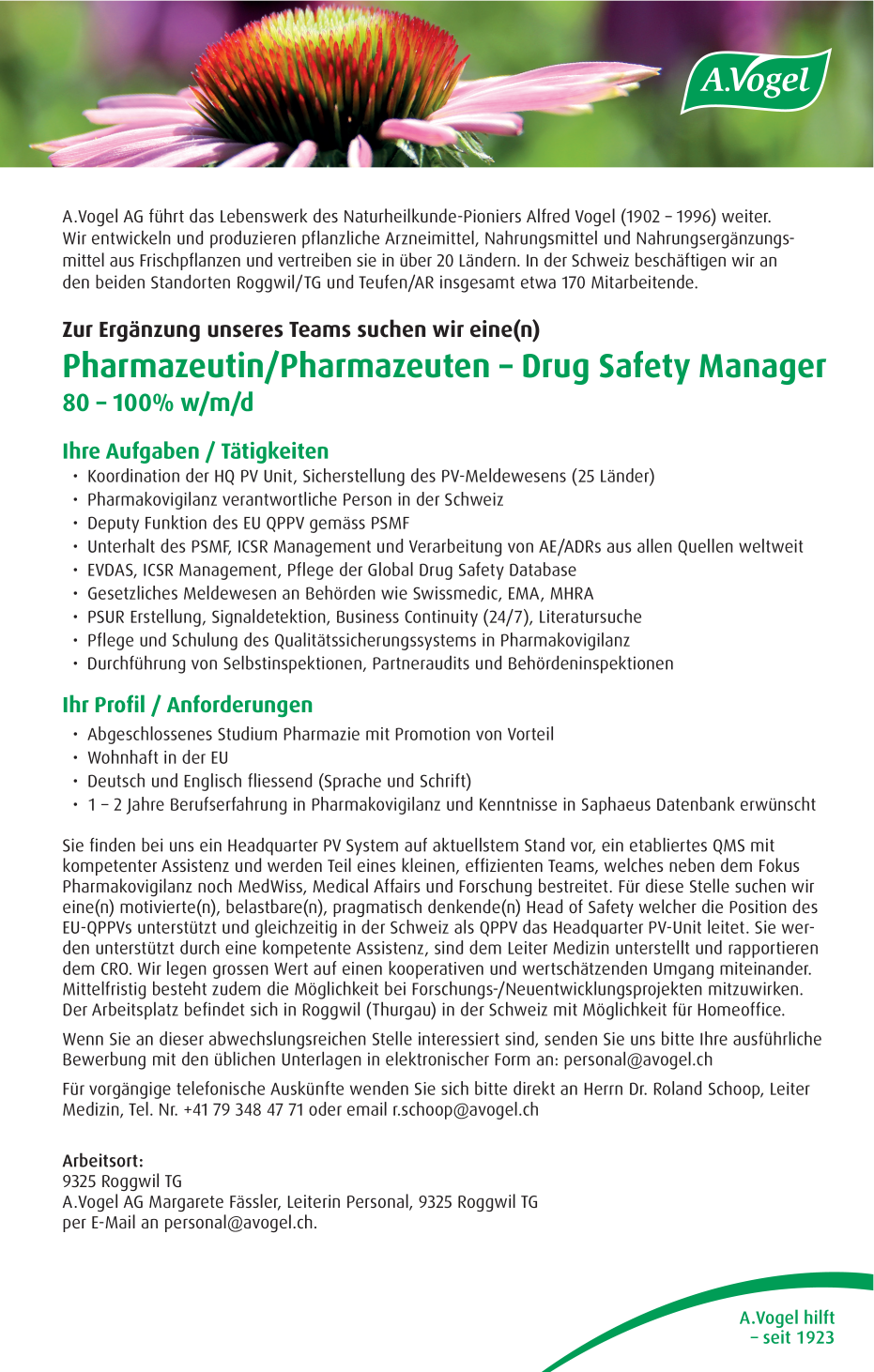 Pharmazeutin/Pharmazeut – Drug Safety Manager
